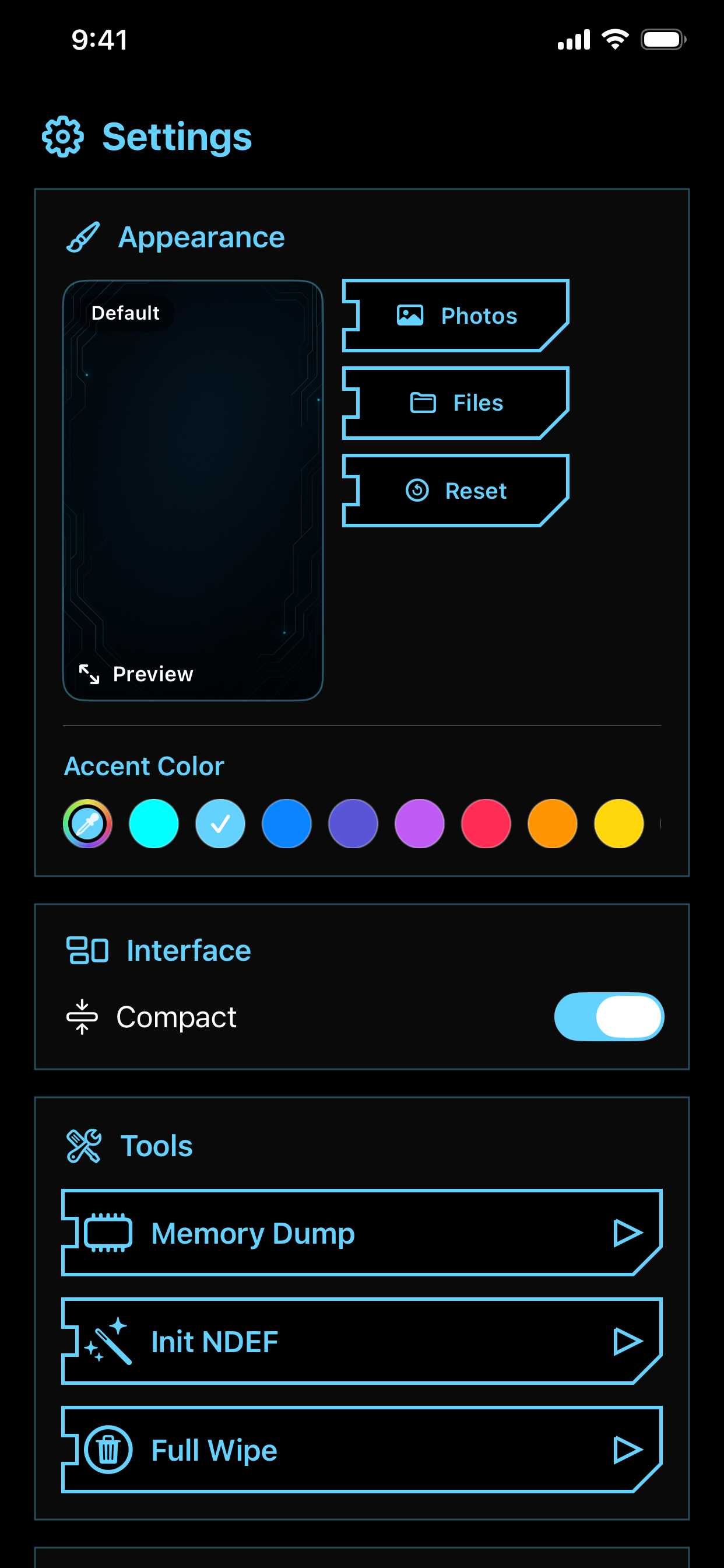 SIDEN Settings Screen